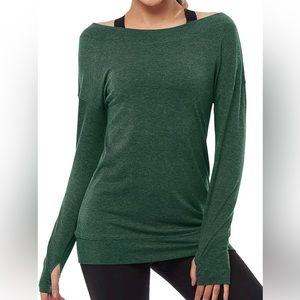 NWT Muzniuer Long Sleeve Workout Shirts-Off Shoulder T-Shirt